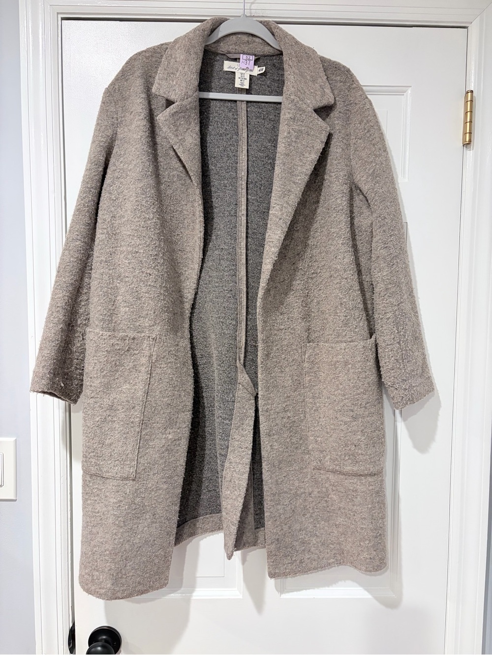 H&M LOGG Wool Blend Longline Open Coatigan Cardigan Coat Size 12